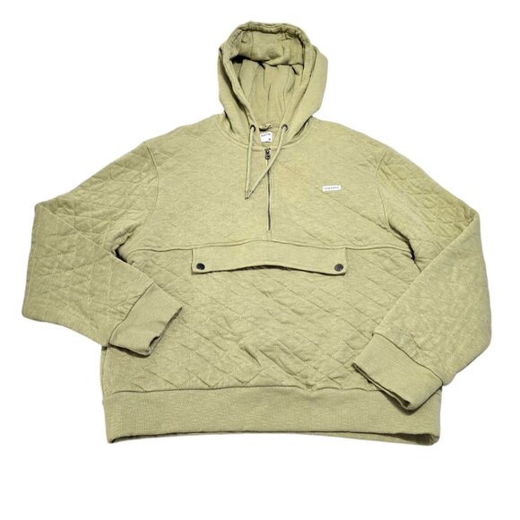 Frank And Oak Mens‎ Green Quilted Half Zip Hoodie Sweatshirt Cotton Size M - Picture 2 of 11